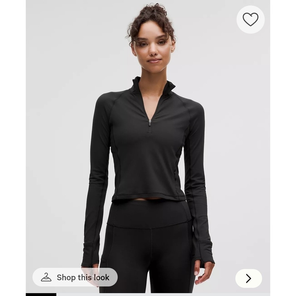 Lululemon Its Rulu Run Cropped Half Zip Womens Black Sz S Small Est READ Running